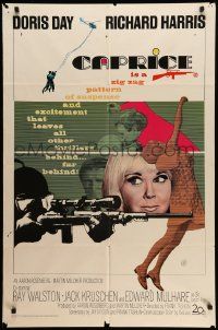 5b169 CAPRICE 1sh '67 pretty Doris Day, Richard Harris, cool sniper image!