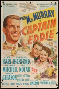 5b170 CAPTAIN EDDIE 1sh '45 stone litho of Fred MacMurray as aviator Eddie Rickenbaker!