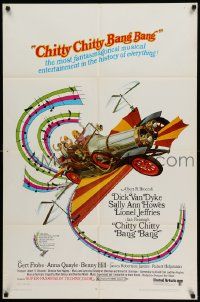 5b188 CHITTY CHITTY BANG BANG 1sh '69 Dick Van Dyke, Sally Ann Howes, artwork of wild flying car!