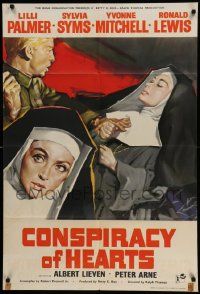 5b012 CONSPIRACY OF HEARTS English 1sh '60 Italian nun Lili Palmer with gun to her head!