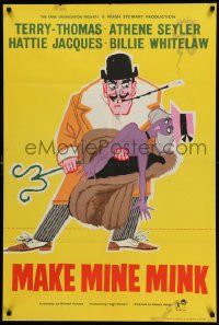5b016 MAKE MINE MINK English 1sh '61 artwork of Terry-Thomas stealing sexy woman's clothes!
