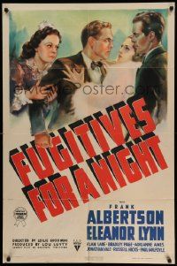 5b359 FUGITIVES FOR A NIGHT 1sh '38 washed up actor is a murder suspect, written by Dalton Trumbo!