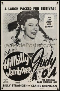 5b417 HILLBILLY JAMBOREE 1sh '60 original zany hillbilly gal Judy Canova w/the Corn Fed Clown!