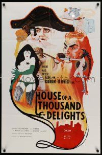 5b428 HOUSE OF A THOUSAND DELIGHTS 25x38 1sh '73 Byron Anderson, sexy Mikki Damwyk, rated X-Y-Z!