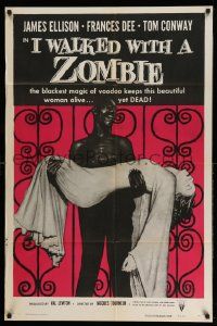 5b444 I WALKED WITH A ZOMBIE style A 1sh R56 Frances Dee between James Ellison & Tom Conway!