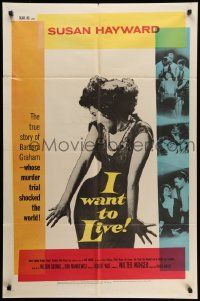5b445 I WANT TO LIVE 1sh '58 Susan Hayward as Barbara Graham, a party girl convicted of murder!
