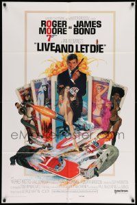 5b528 LIVE & LET DIE East Hemi 1sh '73 TA-style, Roger Moore as James Bond by Robert McGinnis!