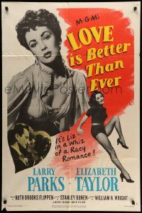 5b543 LOVE IS BETTER THAN EVER 1sh '52 Larry Parks + 3 great images of sexy Elizabeth Taylor!