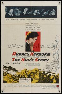 5b673 NUN'S STORY 1sh '59 religious missionary Audrey Hepburn was not like the others, Peter Finch