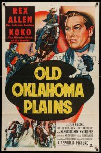 5b684 OLD OKLAHOMA PLAINS 1sh '52 artwork of Rex Allen and Koko, miracle horse!