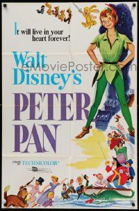 5b735 PETER PAN 1sh R69 Walt Disney animated cartoon fantasy classic, great art!