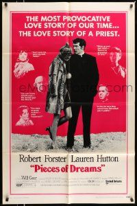 5b746 PIECES OF DREAMS 1sh '70 Lauren Hutton about to kiss priest Robert Forster!