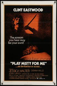5b756 PLAY MISTY FOR ME 1sh '71 classic Clint Eastwood, Jessica Walter, an invitation to terror!