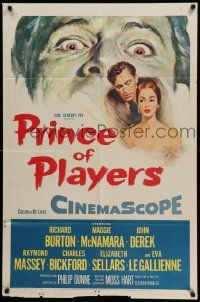5b777 PRINCE OF PLAYERS 1sh '55 Richard Burton as Edwin Booth, perhaps greatest stage actor ever!