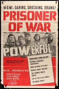 5b780 PRISONER OF WAR 1sh '54 Ronald Reagan vs Communists, MGM's daring & shocking drama!