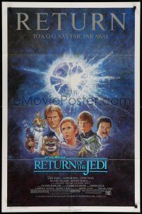 5b811 RETURN OF THE JEDI NSS style 1sh R85 George Lucas classic, Mark Hamill, Ford, Tom Jung art!