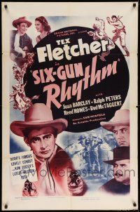 5b860 SIX-GUN RHYTHM 1sh '39 Tex Fletcher, Joan Barclay, Sam Newfield western!