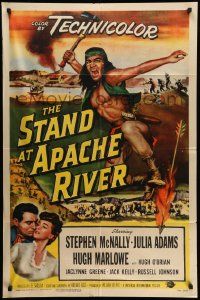 5b883 STAND AT APACHE RIVER 1sh '53 a raging wave of Apache terror sweeps across Arizona!