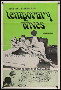 5b918 TEMPORARY WIVES 1sh '69 the wildest 48 hours of ex-marital bliss, but three can kill a guy!