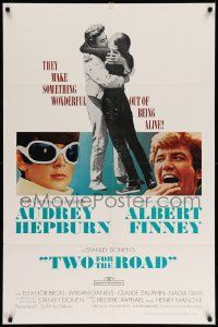 5b940 TWO FOR THE ROAD 1sh '67 Audrey Hepburn & Albert Finney embrace, directed by Stanley Donen!