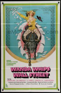 5b961 WANDA WHIPS WALL STREET 1sh '82 great Tom Tierney art of Veronica Hart riding bull, x-rated!