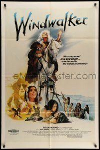 5b984 WINDWALKER 1sh '80 cool art of Native American Indian Trevor Howard & cast by Joseph Smith!