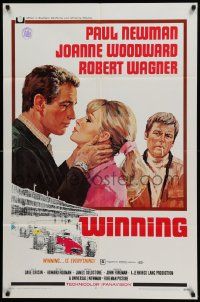 5b986 WINNING 1sh '69 Paul Newman, Joanne Woodward, Indy car racing art by Howard Terpning!