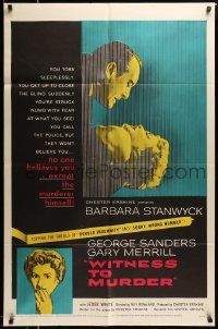 5b988 WITNESS TO MURDER 1sh '54 no one believes what Barbara Stanwyck saw except for the murderer!