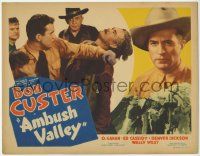 5c016 AMBUSH VALLEY TC '36 great close portrait of cowboy hero Bob Custer + punching bad guy!