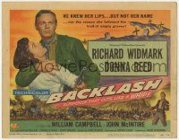 5c028 BACKLASH TC '56 Richard Widmark knew Donna Reed's lips but not her name!