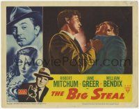 5c559 BIG STEAL LC #4 '49 Don Siegel, close up of Robert Mitchum roughing up William Bendix!
