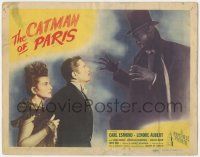 5c063 CATMAN OF PARIS TC '46 cool image of feline monster attacking Lenore Aubert & Carl Esmond!