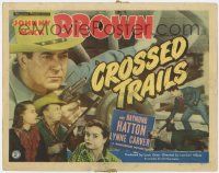 5c082 CROSSED TRAILS TC '48 great close up of cowboy Johnny Mack Brown with gun, Raymond Hatton