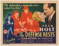 5c096 DEFENSE RESTS TC '34 pretty lawyer Jean Arthur turns in lawyer Jack Holt, then marries him!