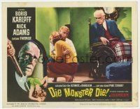 5c626 DIE, MONSTER, DIE LC #7 '65 Boris Karloff in wheelchair glares at Nick Adams & Susan Farmer!