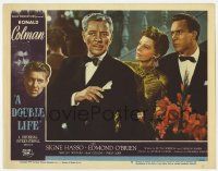 5c631 DOUBLE LIFE LC #8 '47 close up of Edmond O'Brien & Signe Hasso staring at Ronald Colman!