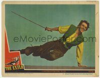 5c645 EXILE LC #3 '47 Ophuls, best image of swashbuckler Douglas Fairbanks Jr. leaping over wall!