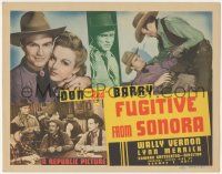 5c143 FUGITIVE FROM SONORA TC '43 cowboy Don Red Barry with pretty Lynn Merrick & at poker table!