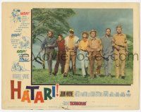5c694 HATARI LC #3 '62 John Wayne arm-in-arm with top cast members, directed by Howard Hawks!