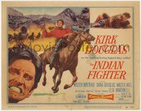 5c212 INDIAN FIGHTER TC '55 art of Kirk Douglas on horseback & romancing Elsa Martinelli!