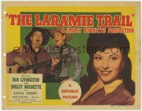 5c233 LARAMIE TRAIL TC '44 cowboy hero Robert Livingston, Smiley Burnette & pretty Linda Brent!