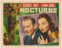 5c800 NOCTURNE LC #3 '46 best close up of George Raft & sexy Lynn Bari, cool film noir art!