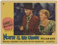 5c802 NORTH OF THE RIO GRANDE LC '37 William Boyd as Hopalong Cassidy protecting pretty woman!