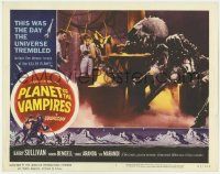 5c827 PLANET OF THE VAMPIRES LC #6 '65 Mario Bava, wild image of giant monster in foggy room!