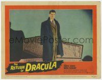 5c847 RETURN OF DRACULA LC #2 '58 great portrait of vampire Francis Lederer standing by coffin!
