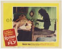 5c848 RETURN OF THE FLY LC #8 '59 fantastic image of insect monster about to attack girl in bed!