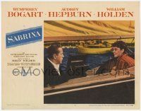 5c866 SABRINA LC #2 '54 close up of Audrey Hepburn on boat with Humphrey Bogart, Billy Wilder!