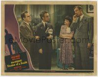 5c884 SHADOW OF A DOUBT LC '43 Hume Cronyn studying Joseph Cotten smoking cigar, Alfred Hitchcock!