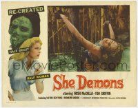 5c889 SHE DEMONS LC '58 wild close up image of chained Irish McCalla in torture room!