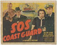 5c388 SOS COAST GUARD TC '42 mad scientist Bela Lugosi & Ralph Byrd with gun + exploding ship!